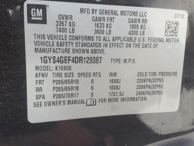 Photo 9 VIN: 1GYS4GEF4DR129387 - CADILLAC ESCALADE E 