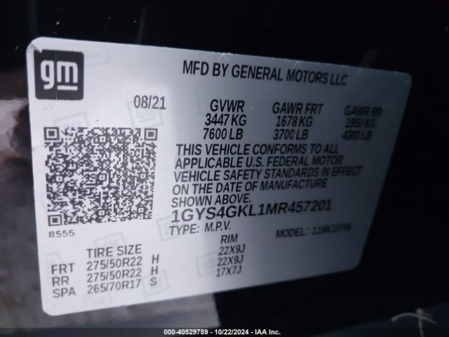 Photo 8 VIN: 1GYS4GKL1MR457201 - CADILLAC ESCALADE 