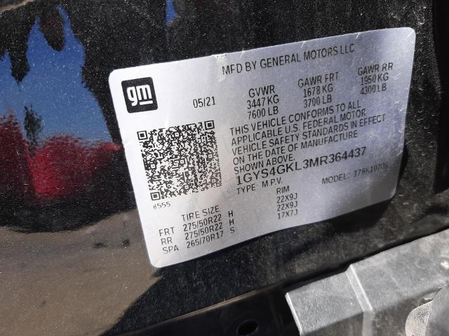 Photo 9 VIN: 1GYS4GKL3MR364437 - CADILLAC ESCALADE S 