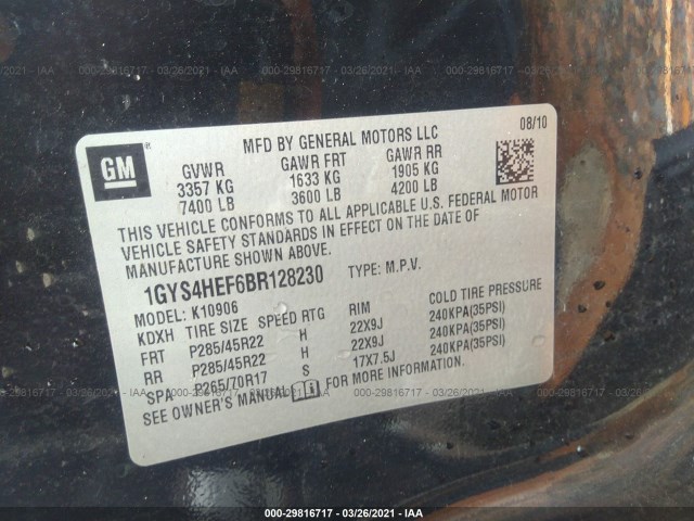 Photo 8 VIN: 1GYS4HEF6BR128230 - CADILLAC ESCALADE ESV 