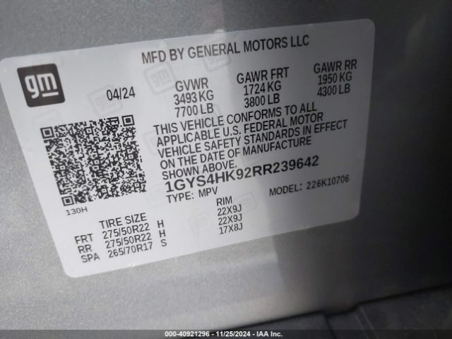 Photo 8 VIN: 1GYS4HK92RR239642 - CADILLAC ESCALADE 