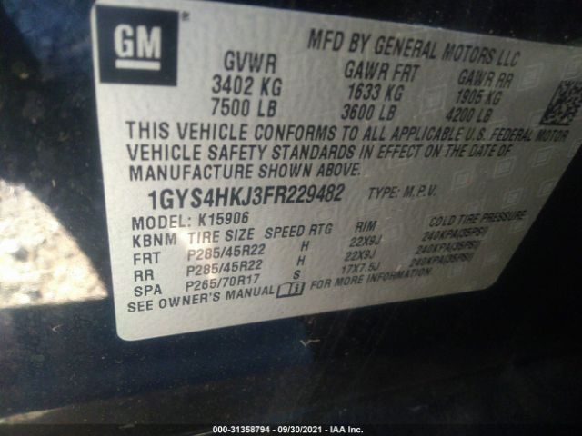 Photo 8 VIN: 1GYS4HKJ3FR229482 - CADILLAC ESCALADE ESV 