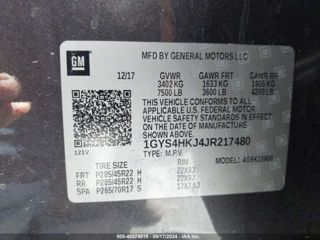 Photo 8 VIN: 1GYS4HKJ4JR217480 - CADILLAC ESCALADE ESV 