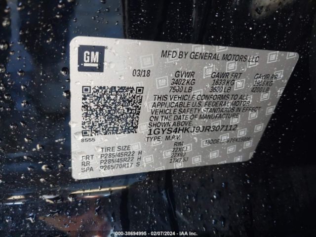 Photo 8 VIN: 1GYS4HKJ9JR307112 - CADILLAC ESCALADE ESV 