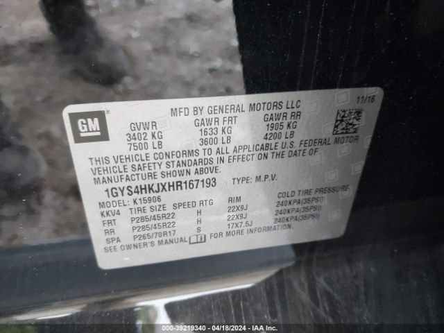 Photo 8 VIN: 1GYS4HKJXHR167193 - CADILLAC ESCALADE ESV 