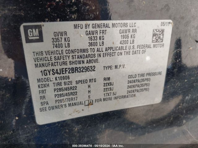 Photo 8 VIN: 1GYS4JEF2BR329632 - CADILLAC ESCALADE ESV 