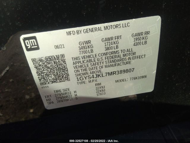 Photo 8 VIN: 1GYS4JKL7MR389807 - CADILLAC ESCALADE ESV 