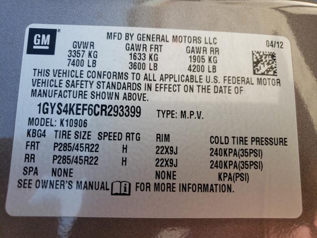 Photo 9 VIN: 1GYS4KEF6CR293399 - CADILLAC ESCALADE E 