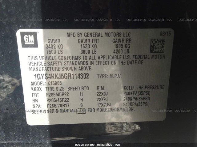 Photo 8 VIN: 1GYS4KKJ5GR114302 - CADILLAC ESCALADE ESV 