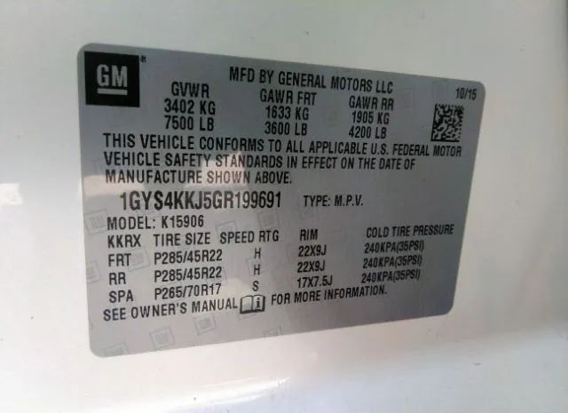 Photo 8 VIN: 1GYS4KKJ5GR199691 - CADILLAC ESCALADE ESV 