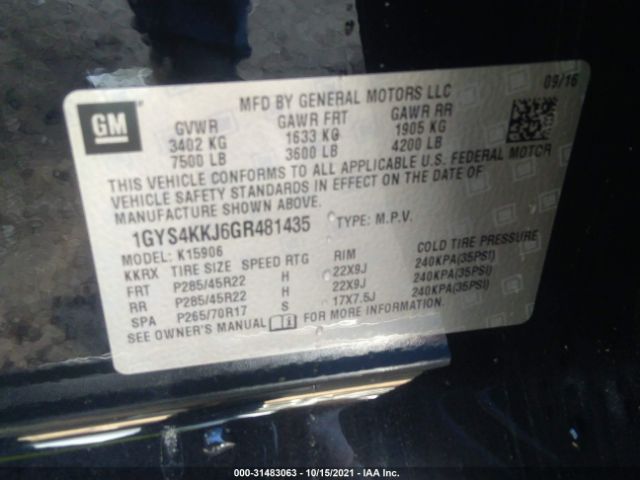 Photo 8 VIN: 1GYS4KKJ6GR481435 - CADILLAC ESCALADE ESV 