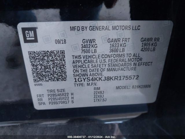 Photo 8 VIN: 1GYS4KKJ8KR175572 - CADILLAC ESCALADE ESV 