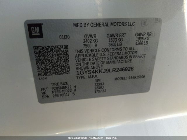 Photo 8 VIN: 1GYS4KKJ9LR246926 - CADILLAC ESCALADE ESV 