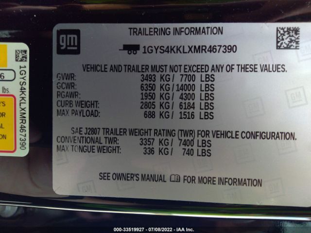 Photo 8 VIN: 1GYS4KKLXMR467390 - CADILLAC ESCALADE ESV 