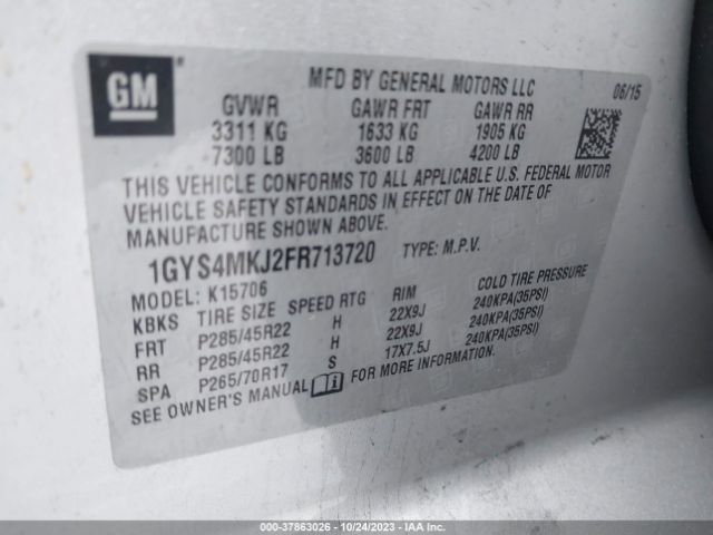 Photo 8 VIN: 1GYS4MKJ2FR713720 - CADILLAC ESCALADE 