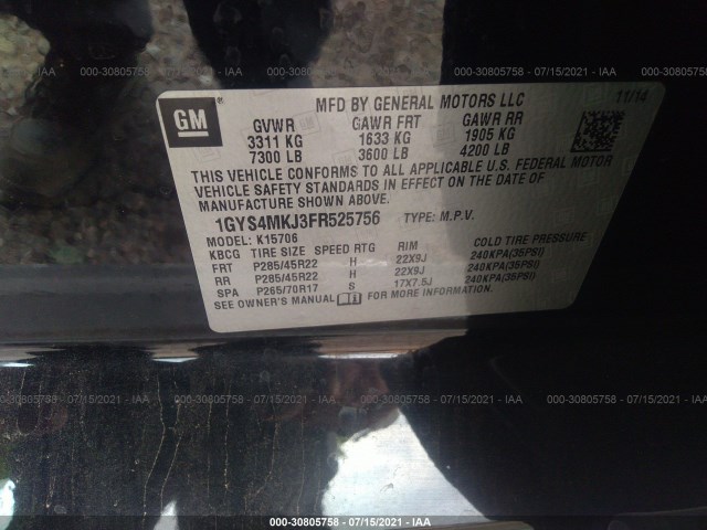 Photo 8 VIN: 1GYS4MKJ3FR525756 - CADILLAC ESCALADE 