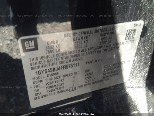 Photo 8 VIN: 1GYS4SKJ4FR676111 - CADILLAC ESCALADE ESV 