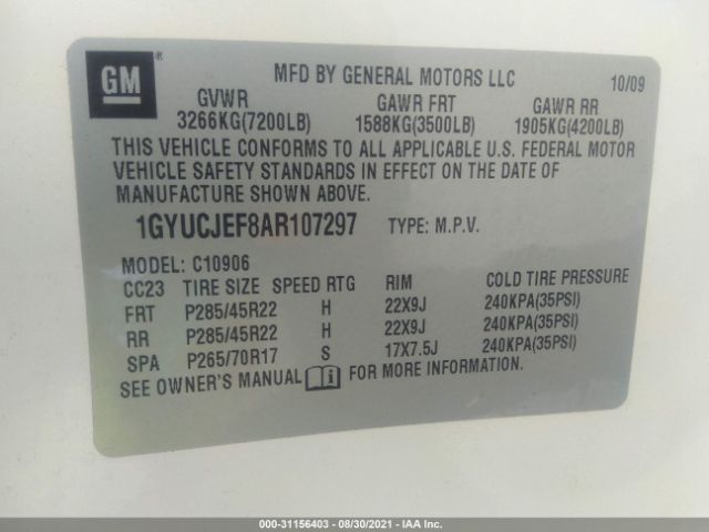 Photo 8 VIN: 1GYUCJEF8AR107297 - CADILLAC ESCALADE ESV 