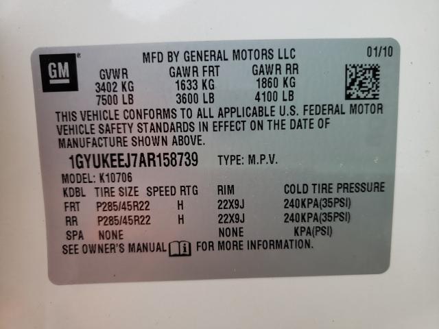 Photo 9 VIN: 1GYUKEEJ7AR158739 - CADILLAC ESCALADE H 