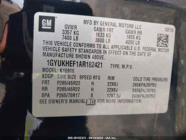 Photo 8 VIN: 1GYUKHEF1AR182421 - CADILLAC ESCALADE ESV 