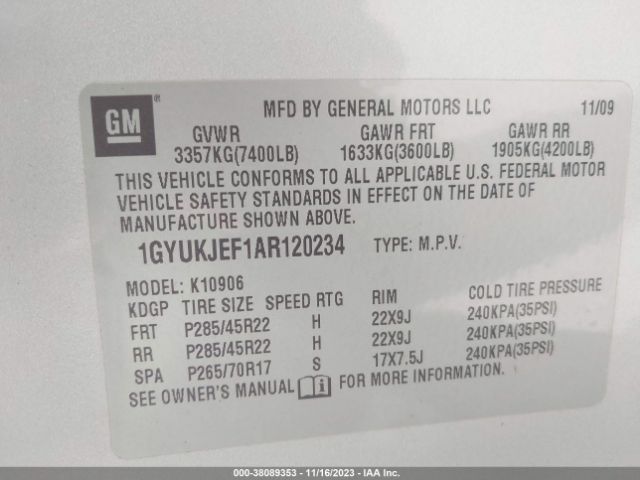 Photo 8 VIN: 1GYUKJEF1AR120234 - CADILLAC ESCALADE ESV 