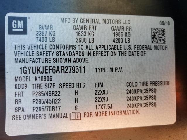 Photo 9 VIN: 1GYUKJEF6AR279511 - CADILLAC ESCALADE E 