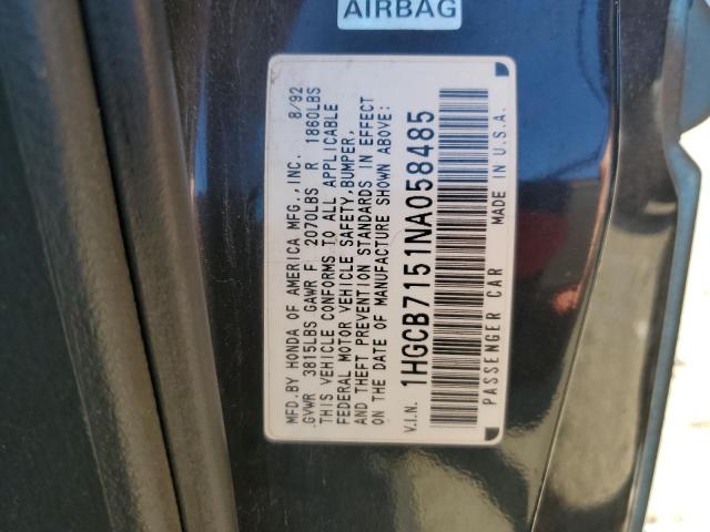 Photo 11 VIN: 1HGCB7151NA058485 - HONDA ACCORD LX 