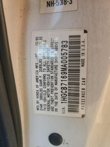 Photo 11 VIN: 1HGCB7169MA005783 - HONDA ACCORD EX 