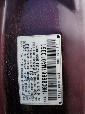 Photo 12 VIN: 1HGCB9867MA013351 - HONDA ACCORD EX 