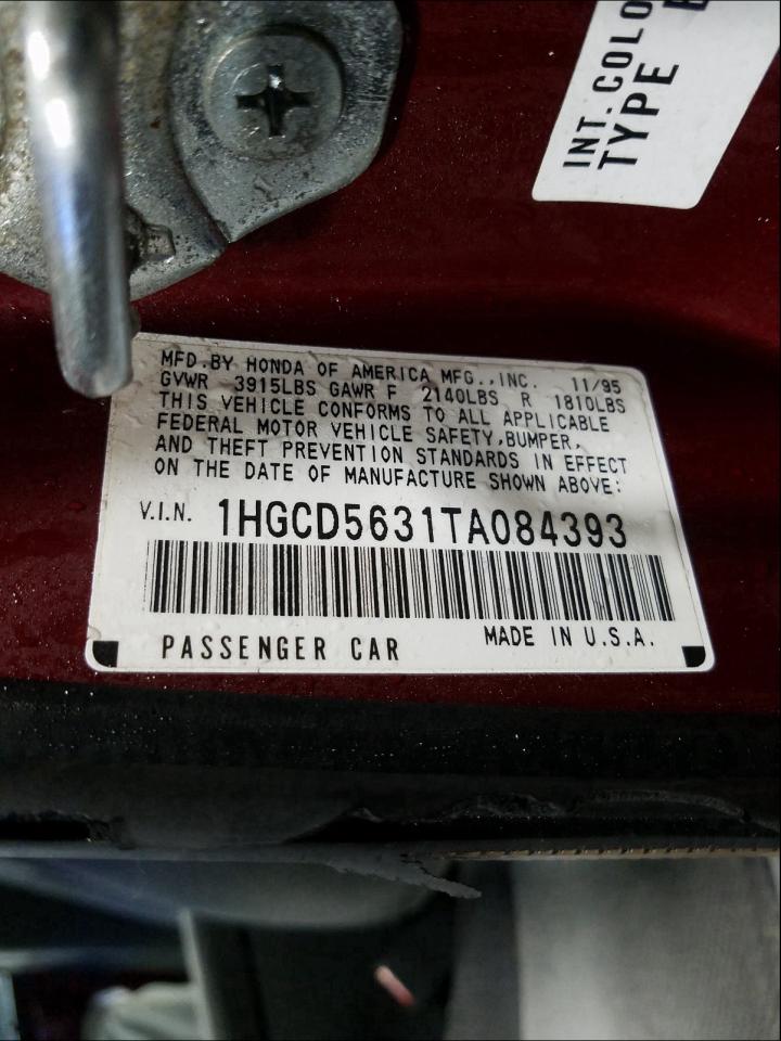 Photo 9 VIN: 1HGCD5631TA084393 - HONDA ACCORD LX 