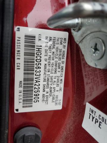 Photo 11 VIN: 1HGCD5633VA225905 - HONDA ACCORD LX 