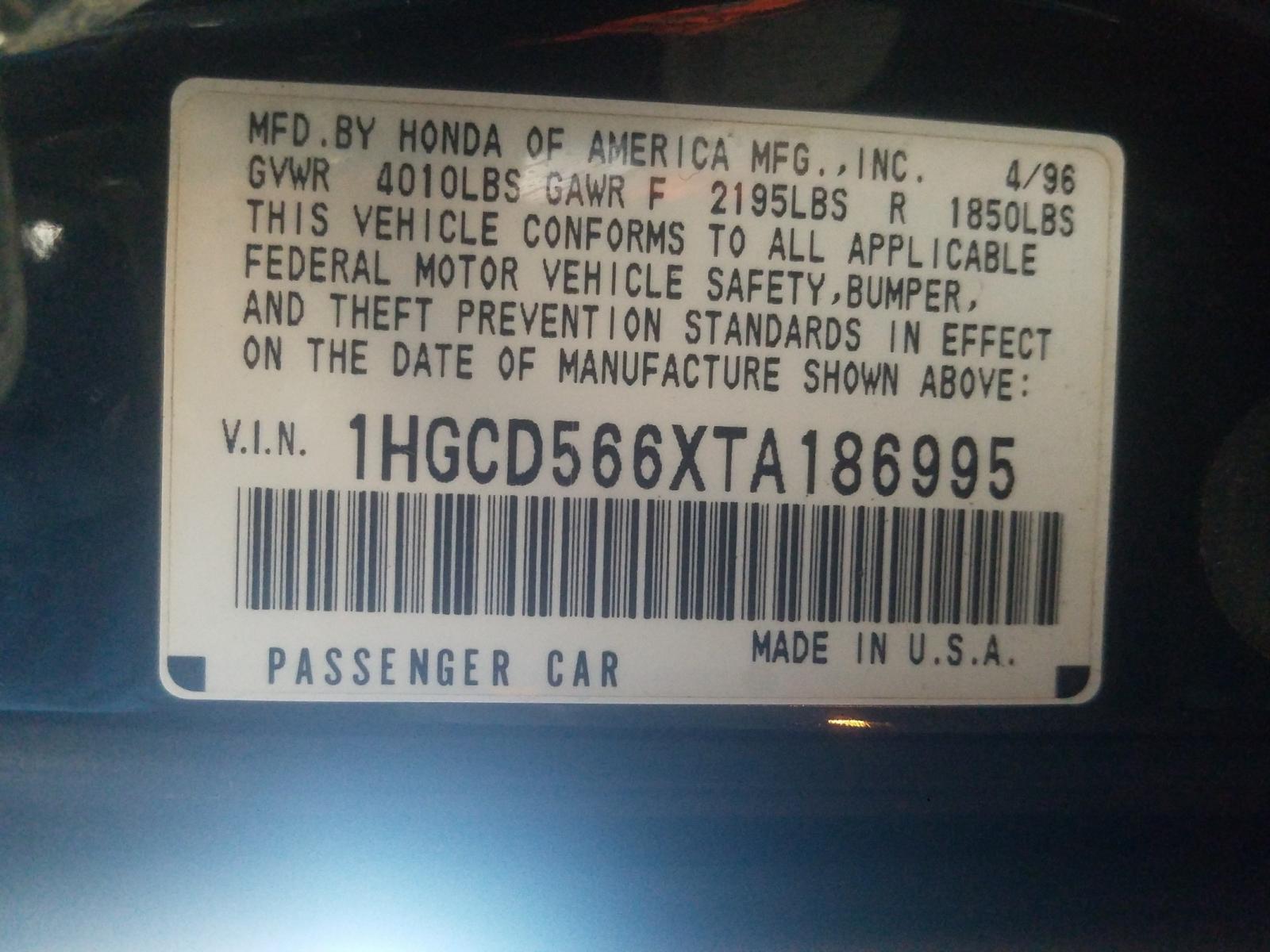 Photo 9 VIN: 1HGCD566XTA186995 - HONDA ACCORD EX 