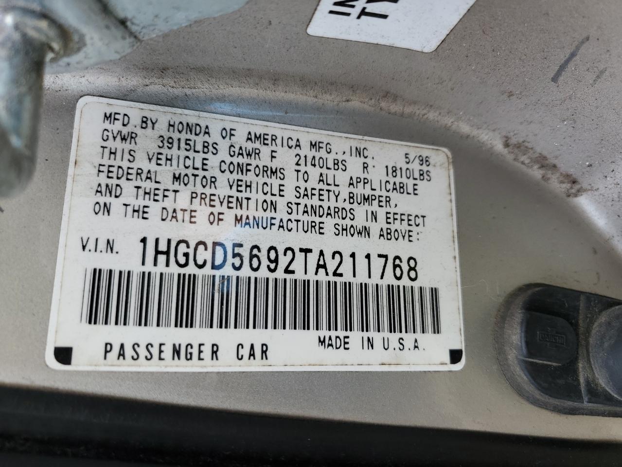 Photo 11 VIN: 1HGCD5692TA211768 - HONDA ACCORD 