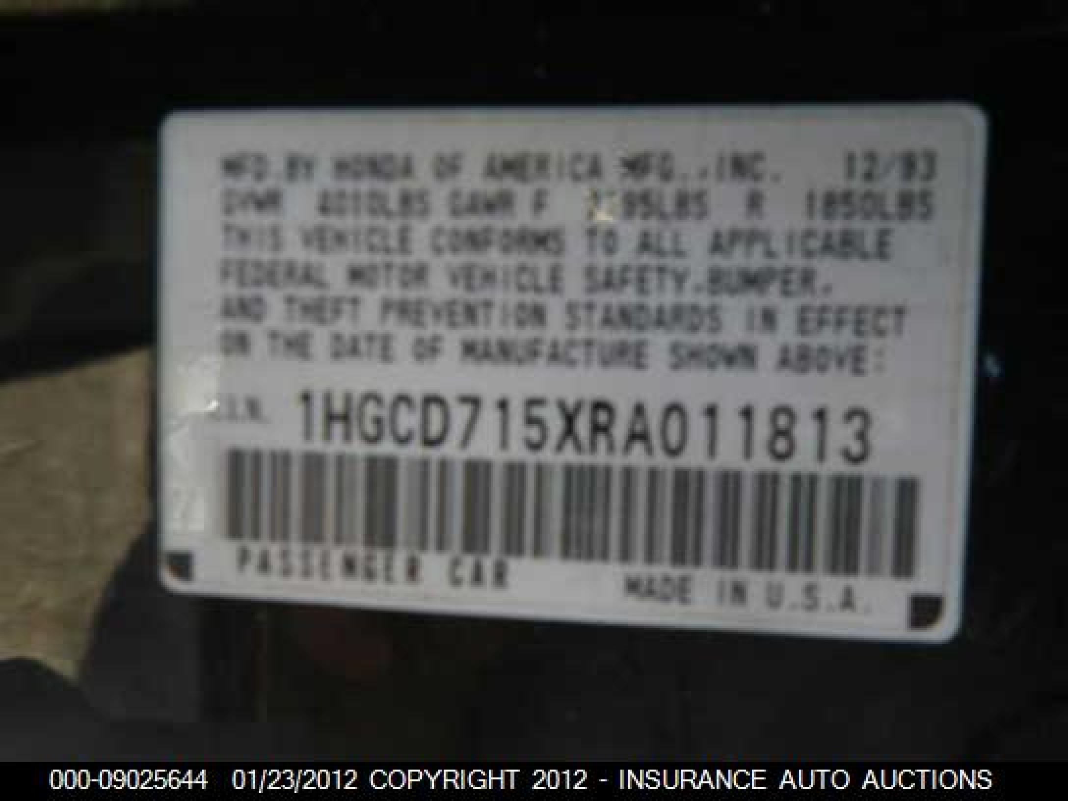 Photo 8 VIN: 1HGCD715XRA011813 - HONDA ACCORD 