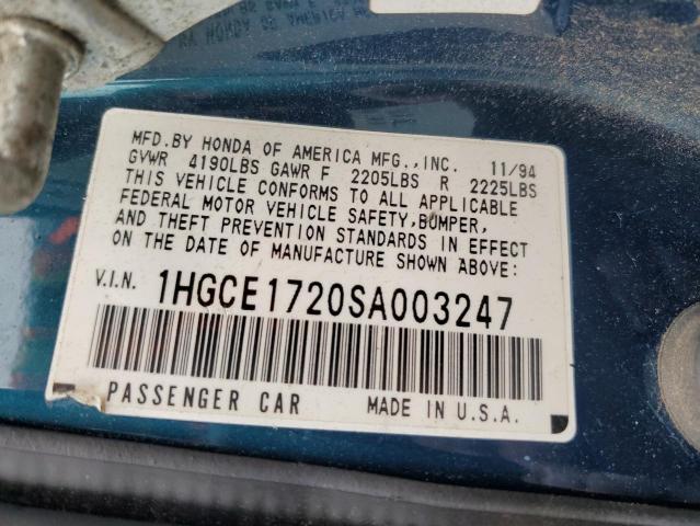 Photo 11 VIN: 1HGCE1720SA003247 - HONDA ACCORD LX 