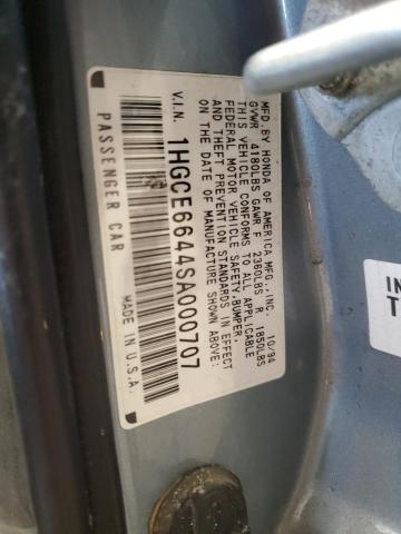 Photo 11 VIN: 1HGCE6644SA000707 - HONDA ACCORD LX 