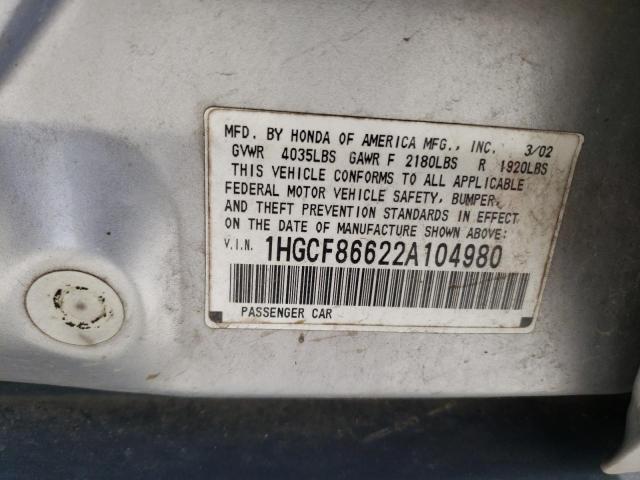 Photo 11 VIN: 1HGCF86622A104980 - HONDA ACCORD 