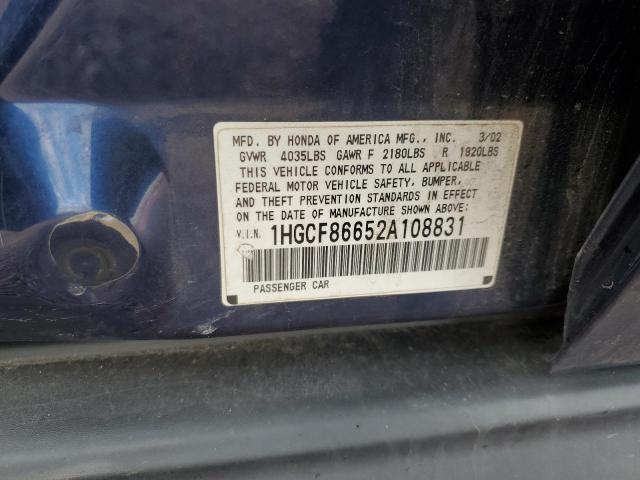 Photo 11 VIN: 1HGCF86652A108831 - HONDA ACCORD 