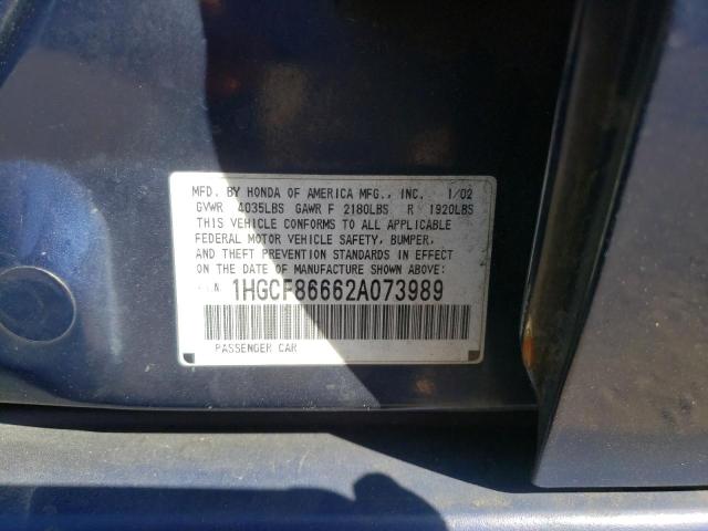 Photo 9 VIN: 1HGCF86662A073989 - HONDA ACCORD VAL 