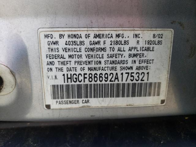 Photo 9 VIN: 1HGCF86692A175321 - HONDA ACCORD VAL 