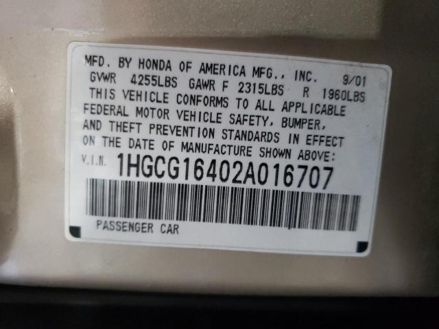 Photo 12 VIN: 1HGCG16402A016707 - HONDA ACCORD LX 