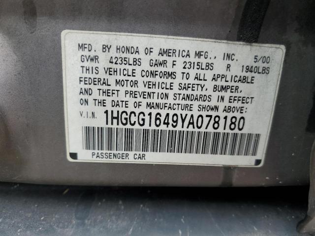 Photo 11 VIN: 1HGCG1649YA078180 - HONDA ACCORD LX 