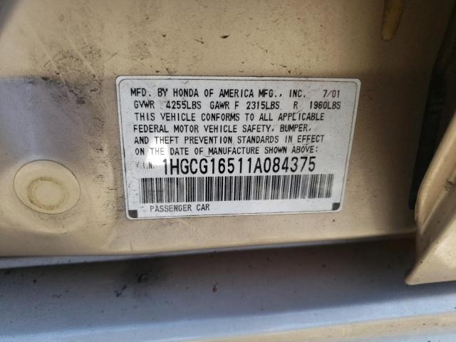 Photo 11 VIN: 1HGCG16511A084375 - HONDA ACCORD 