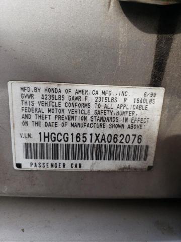 Photo 11 VIN: 1HGCG1651XA062076 - HONDA ACCORD EX 