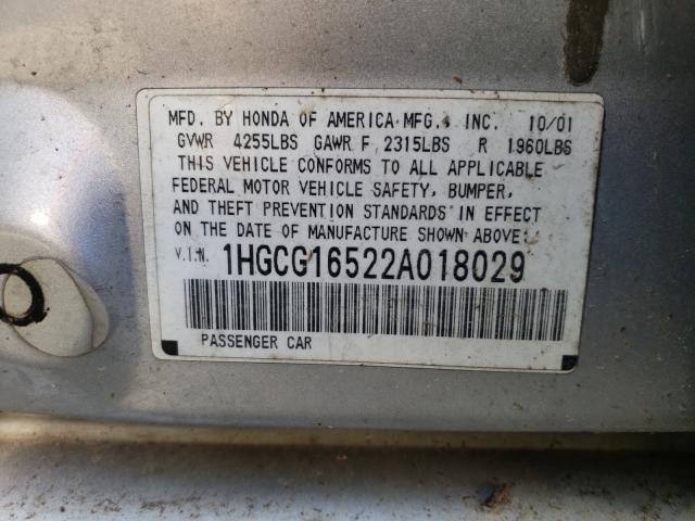 Photo 9 VIN: 1HGCG16522A018029 - HONDA ACCORD EX 