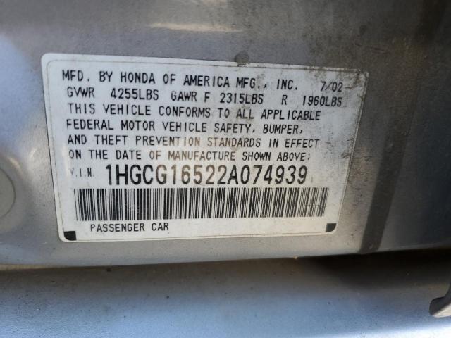 Photo 11 VIN: 1HGCG16522A074939 - HONDA ACCORD EX 