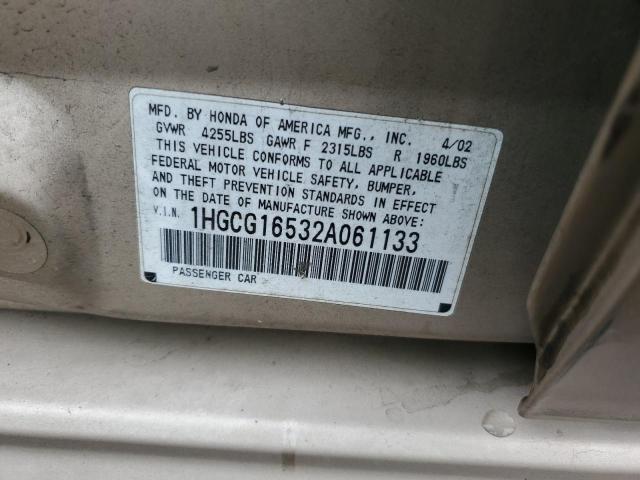 Photo 11 VIN: 1HGCG16532A061133 - HONDA ACCORD 