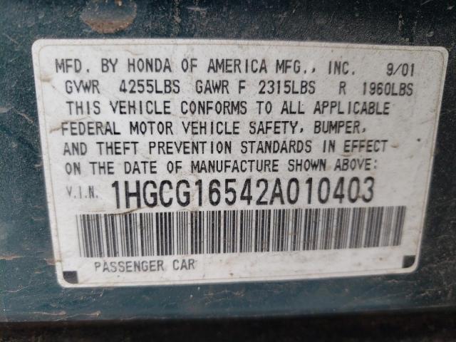 Photo 9 VIN: 1HGCG16542A010403 - HONDA ACCORD 