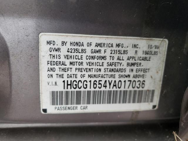 Photo 11 VIN: 1HGCG1654YA017036 - HONDA ACCORD 