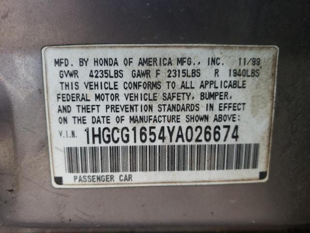 Photo 9 VIN: 1HGCG1654YA026674 - HONDA ACCORD 